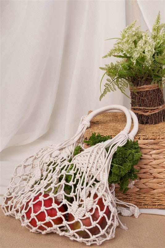 Ivory Fashion Cotton Fringe Net Bag