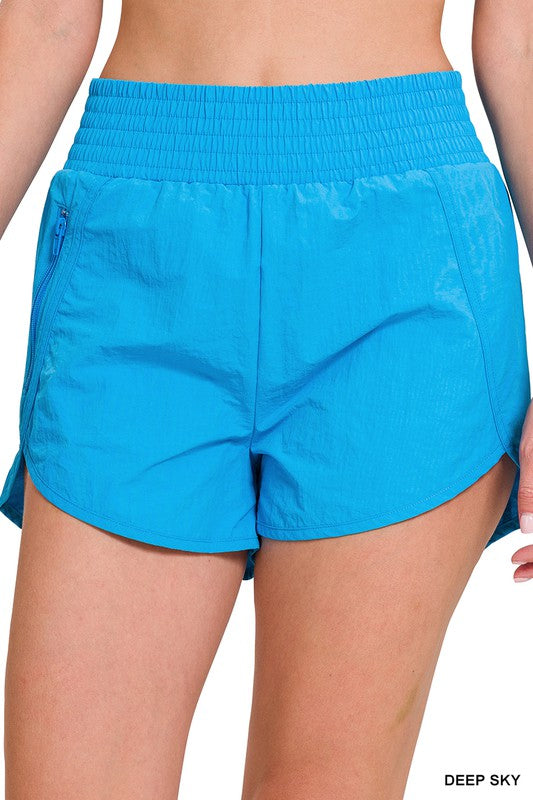 WINDBREAKER SMOCKED WAISTBAND RUNNING SHORTS